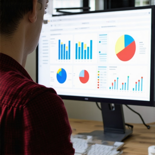 Analyzing Local SEO Metrics Digital marketing expert reviewing local SEO performance data on a laptop.