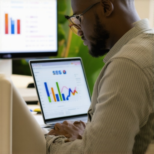 Analyzing Local SEO Metrics Business owner reviewing local SEO analytics on a laptop