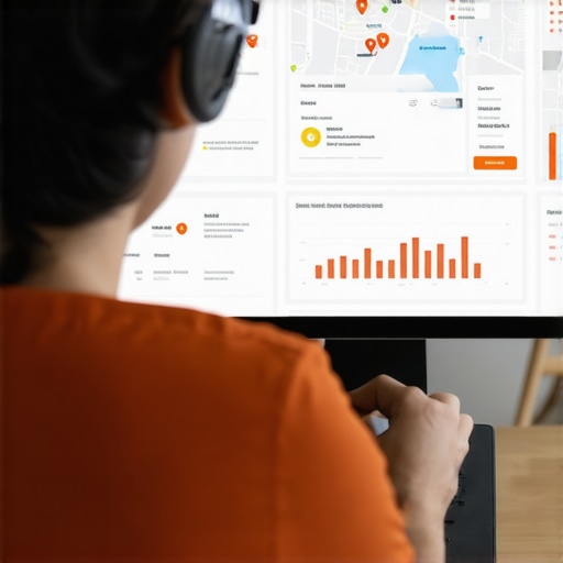 Person analyzing local SEO analytics and maps on a computer