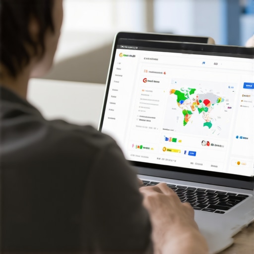 Optimizing GMB Profile for Local Search Success Business owner working on Google My Business profile on laptop