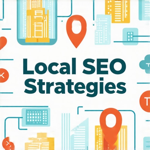 Advanced Local SEO Strategies Visual Guide Illustration of local SEO tactics like map optimization, reviews, and local content marketing.