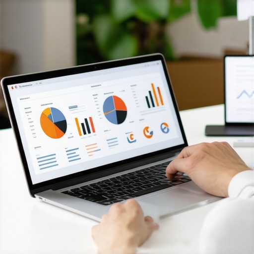 Managing Local SEO with Advanced Tools Person analyzing local SEO metrics on a laptop to maintain search rankings