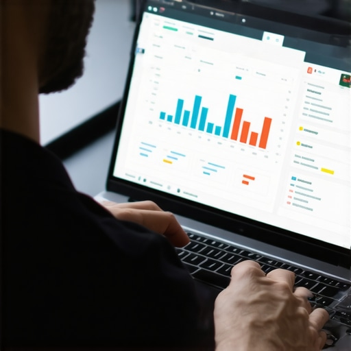 Business owner reviewing local SEO analytics on a laptop in an office