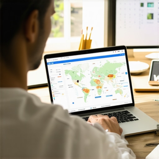 SEO tools for local business maintenance Person analyzing local SEO performance with digital tools and maps
