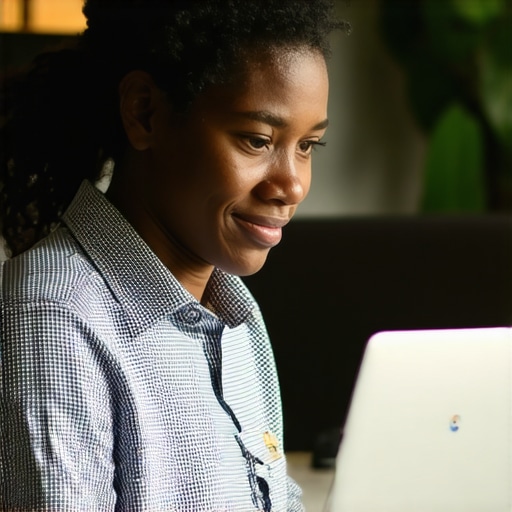 Business owner updating their Google My Business profile on a laptop