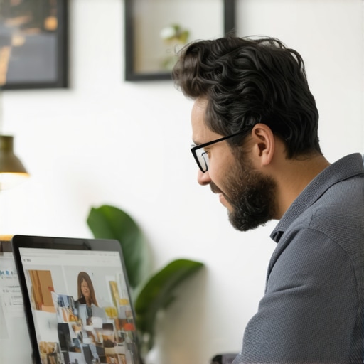 Updating Google Profile for Better Visibility Business owner editing Google Business Profile with photos and correct contact info