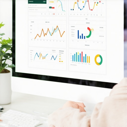 Monitoring Local SEO Performance Person analyzing local SEO data on a laptop with maps and graphs.