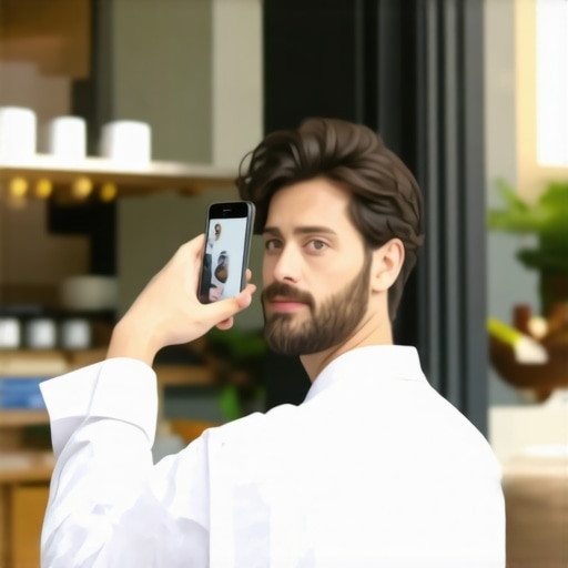 Business owner recording a video of their storefront for online marketing