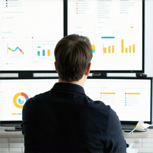 A person working on SEO analytics with various digital tools on display.