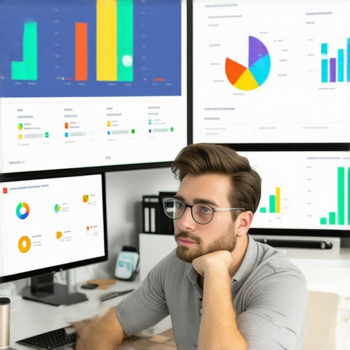 Person analyzing local SEO metrics on computer with mapping tools