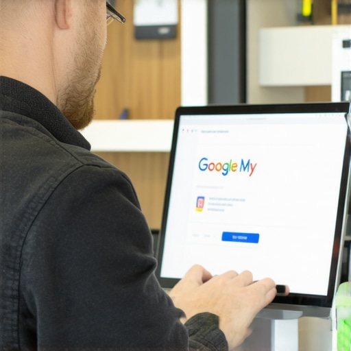 Business owner editing Google My Business profile on computer