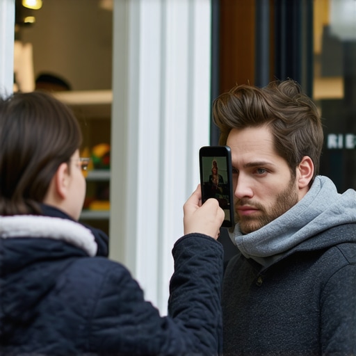 Small business owner capturing customer testimonial video on phone inside a shop