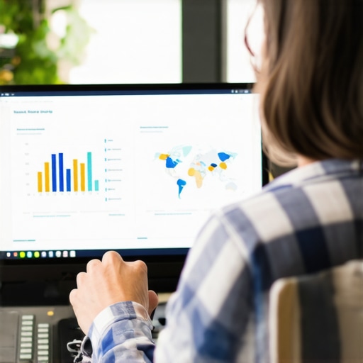 Business owner analyzing local SEO and maps data on a computer screen.