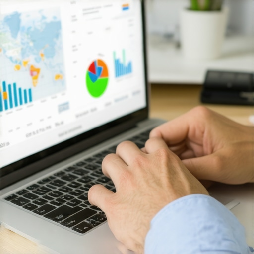 Using Analytics Tools for Local SEO A person analyzing local SEO data on a laptop with charts and maps