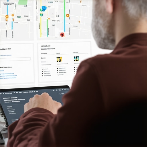 Business owner reviewing maps and analytics for local SEO strategy