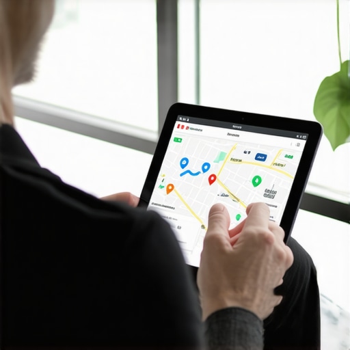 Business owner reviewing SEO and map performance on tablet