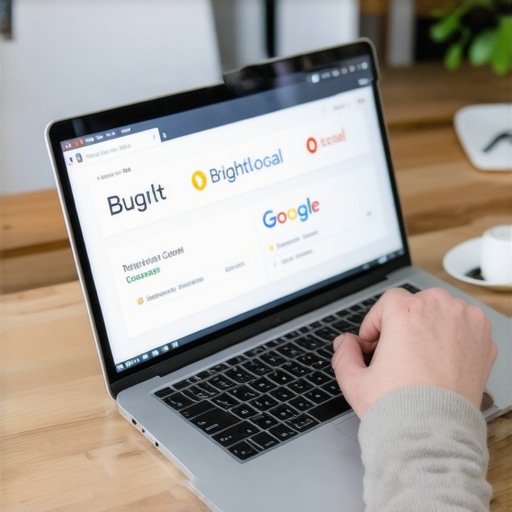 A person analyzing local SEO and maps optimization tools on a laptop.