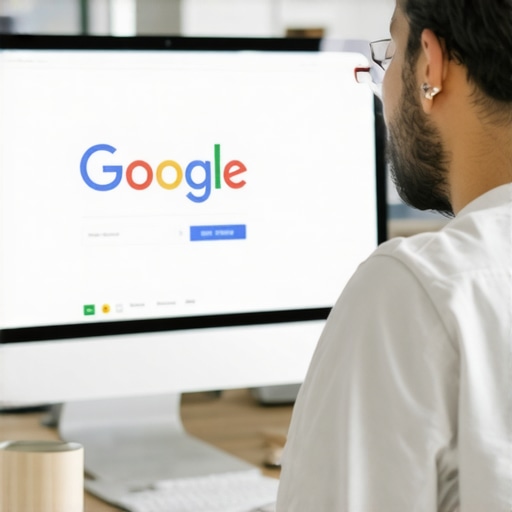 Optimizing Your Google Profile for Local Success Small business owner updating Google profile with positive local SEO metrics.