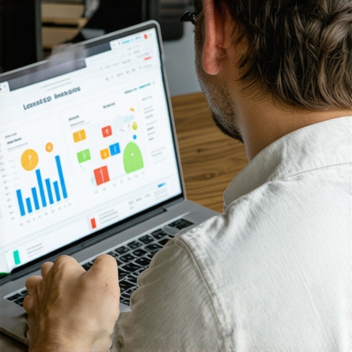 Business owner reviewing local SEO analytics and map optimization results
