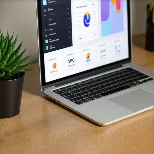 Digital SEO Tools for Local Business Laptop screen showing analytics dashboard with local SEO metrics.