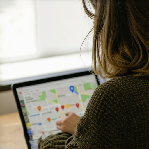 Business owner updating Google Maps profile on a laptop for better local visibility.