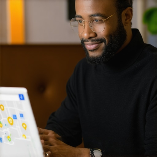 Business owner editing Google Maps listing on computer