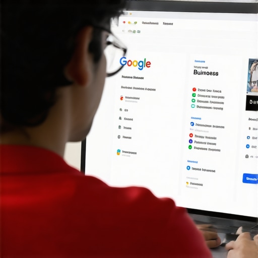 Business owner editing Google Business Profile on laptop.