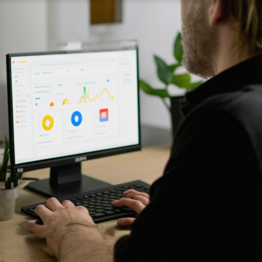 Business owner analyzing local SEO metrics on a laptop